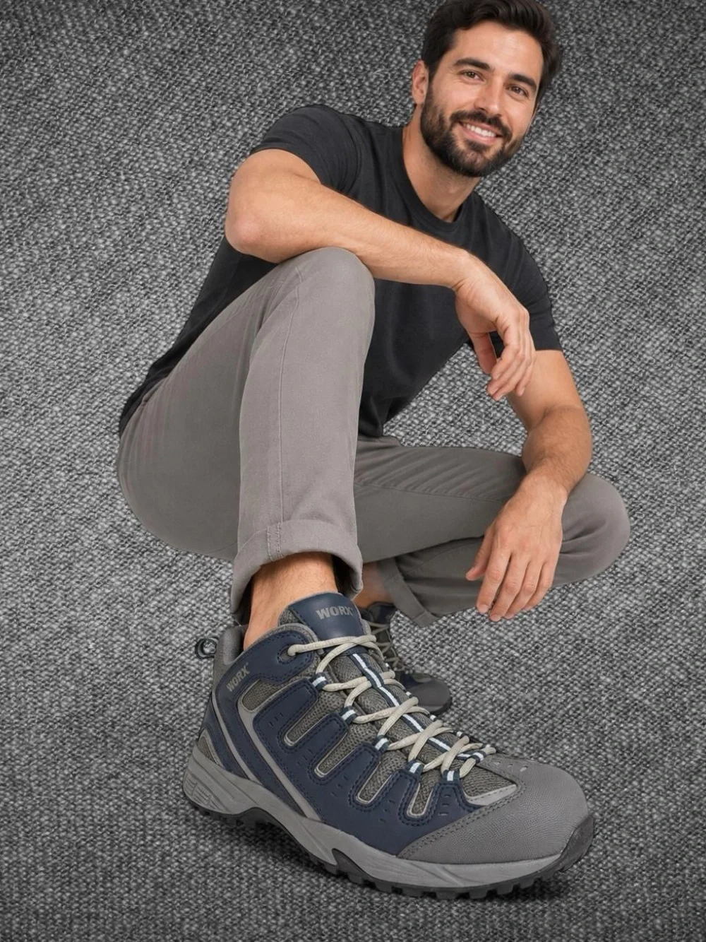 Men's Navy Gray Trail Sneakers -
